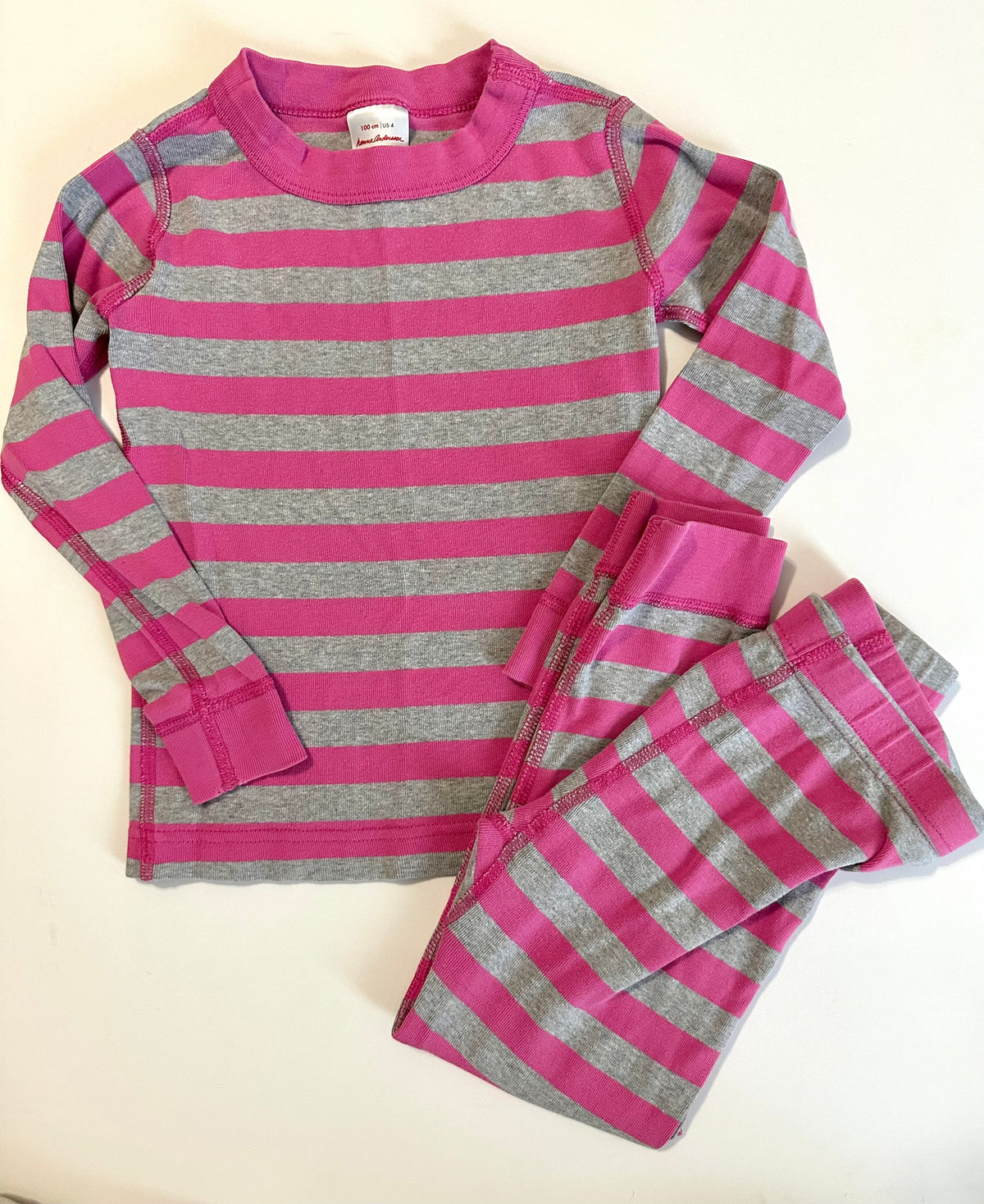 #80 Hanna Andersson pajamas girls size 4 / 100 pink stripe