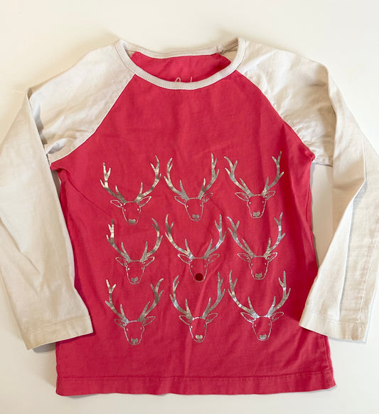 #80 Boden girls 4-5y reindeer long sleeve shirt