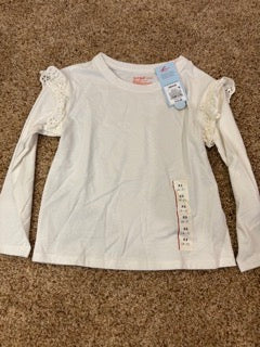 #47 girls 4/5 cat and jack shirt, new with tags, off white