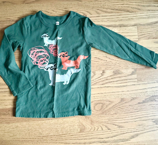 #198- Boys, Tea Collection, Dark Green Animal Long Sleeve- Size 4