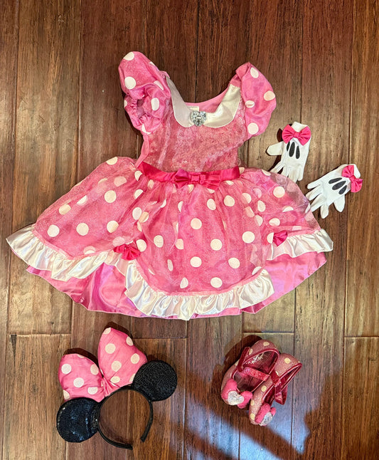 #180 Girls 3 Disney Store Minnie Costume with ears and gloves