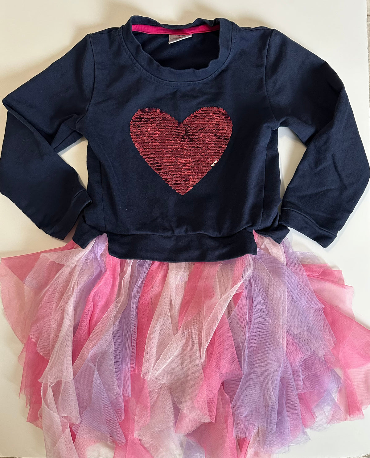 #80 Girls valentines dress slip sequins with tulle
