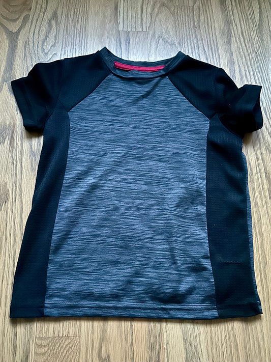 #198- Boys, Black & Grey Athletic Short Sleeve Shirt- Size 4