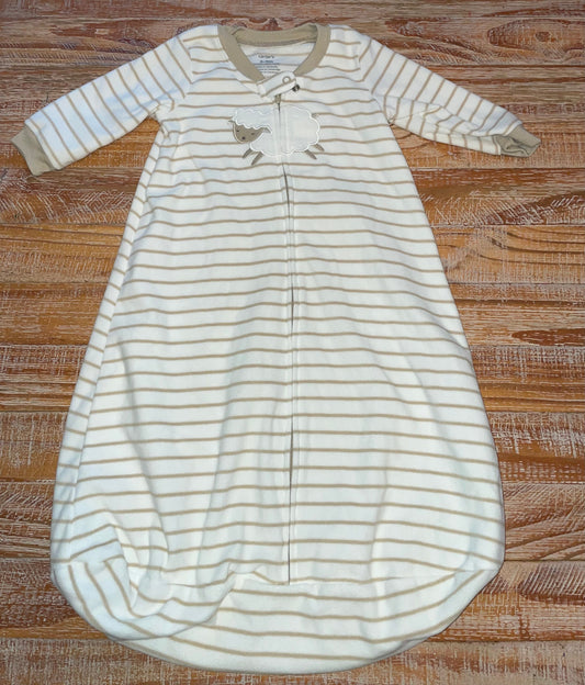 #4 Carter's White Lamb with Stripes Fleece Sleep Sack 6-9 months NWOT