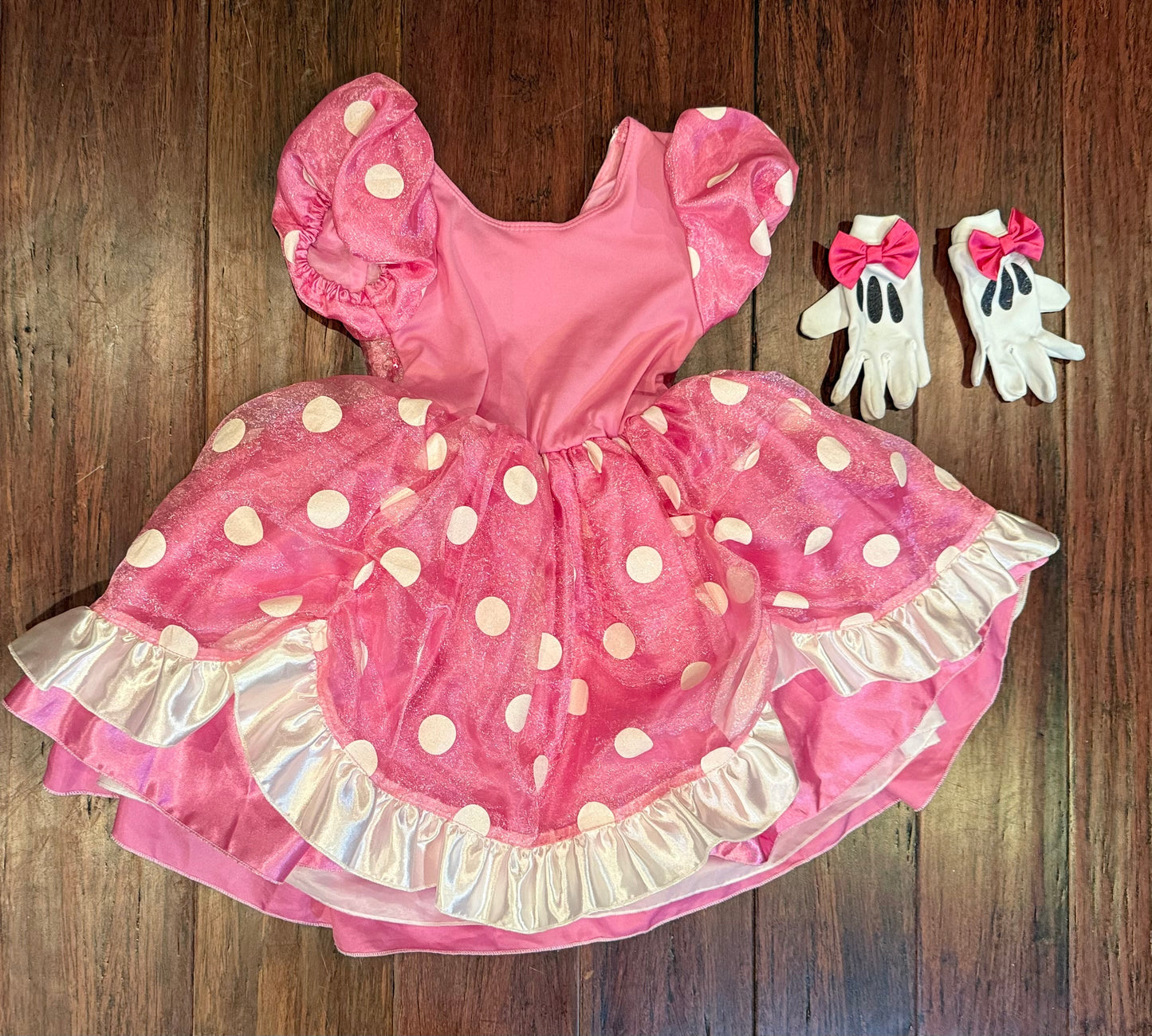 #180 Girls 3 Disney Store Minnie Costume with ears and gloves