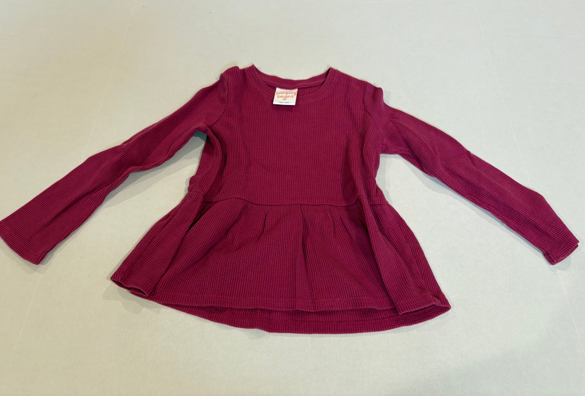#25 Girls 5T Jumping Beans maroon long sleeve peplum shirt