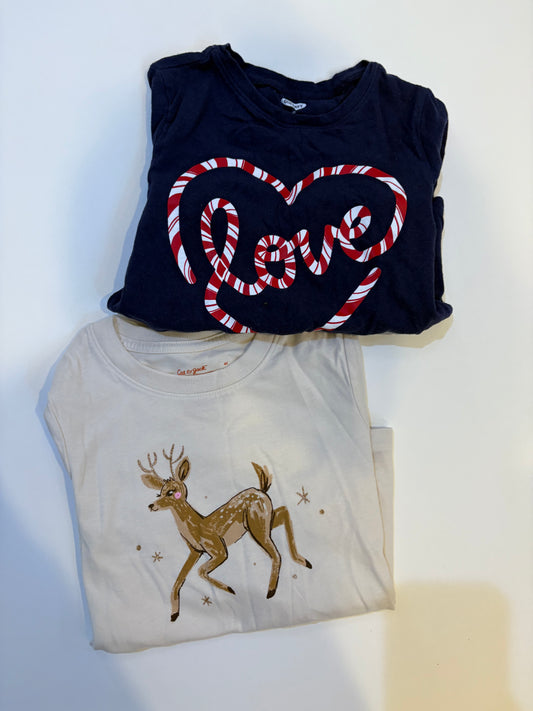 Seller 186 - Girls Holiday Shirt Bundle ( Set of 2) - 4T - VGUC