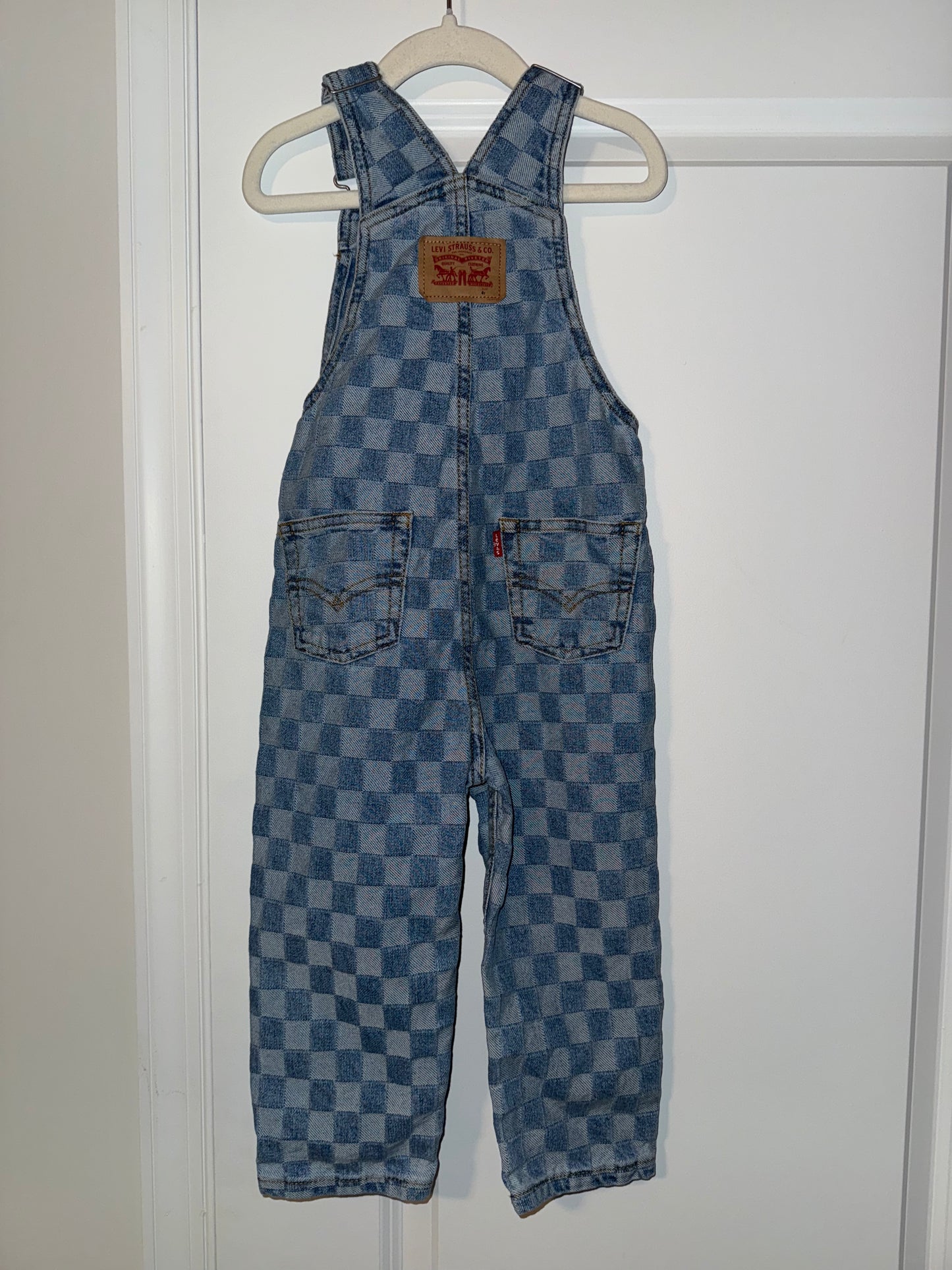 #106: 4T Levis Checkered Overalls (Worn once!)
