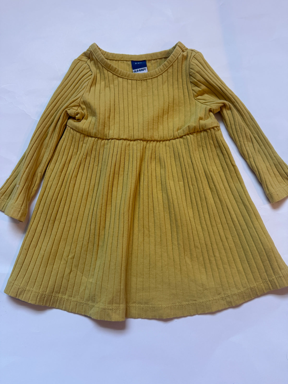#170 Old Navy yellow ribbed dress girls 3-6 months