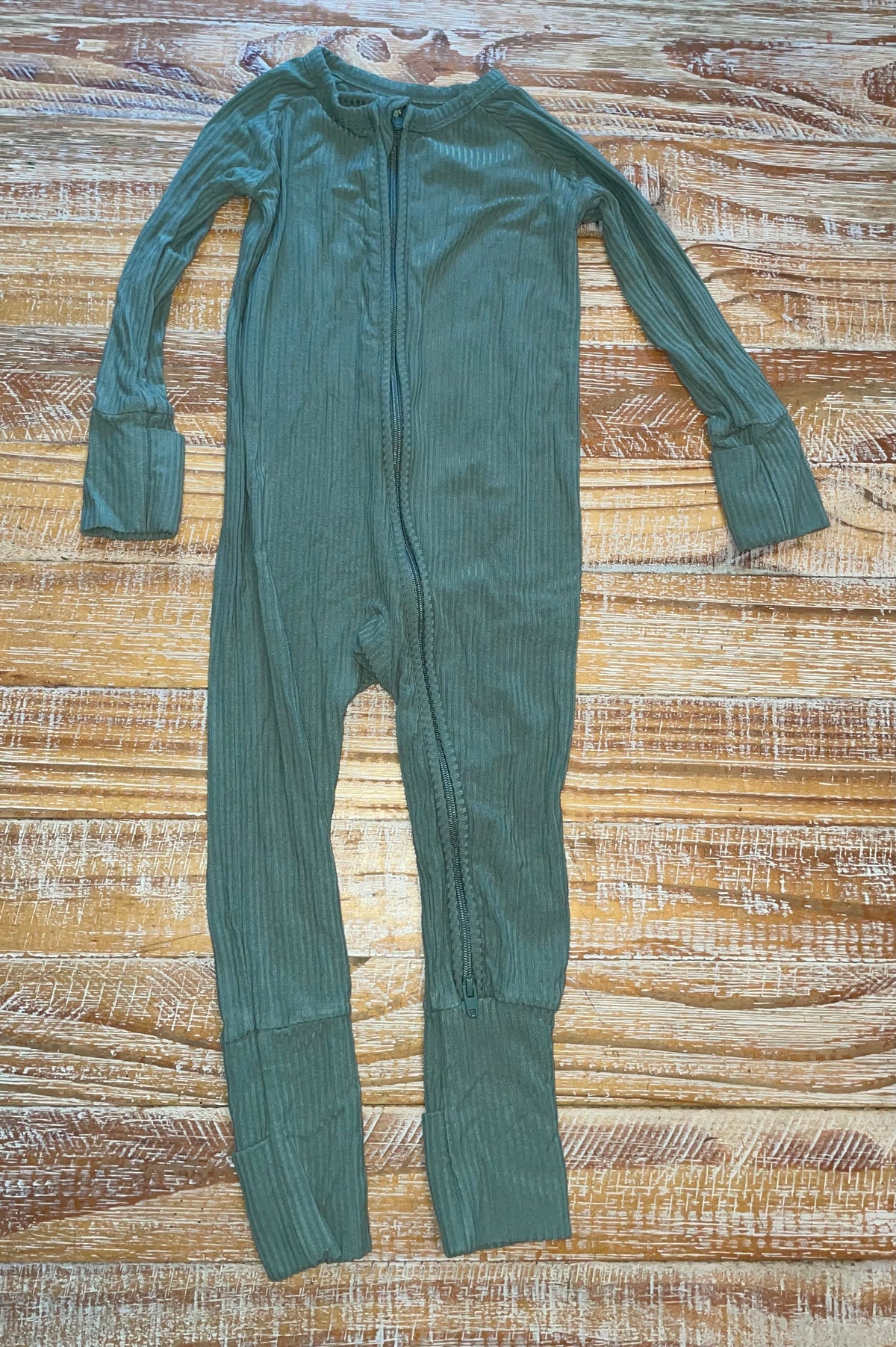 #4 Little Sleepies Green Ribbed Long Sleeve Zip-Up 6-12 months