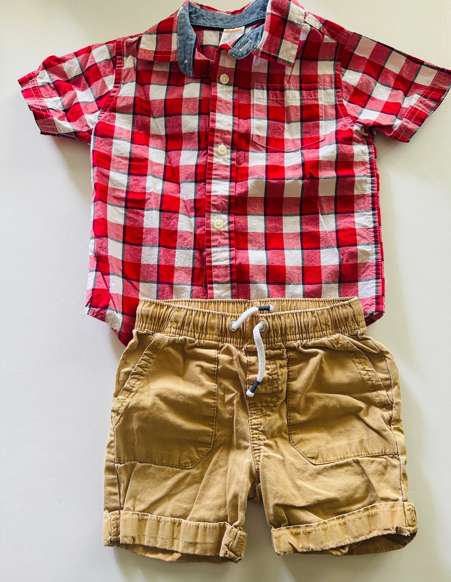 REDUCED # 92 Boys 2 t summer button up shirt and short set