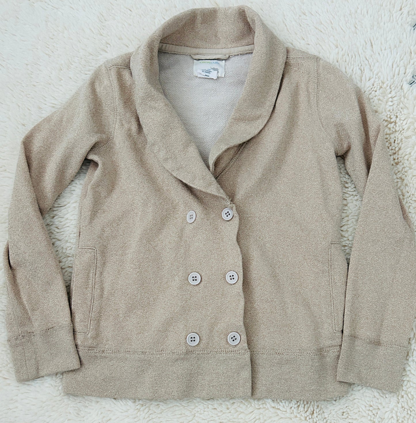 #15 *Reduced* Crewcuts 6/7 Gold Shimmer Cardigan