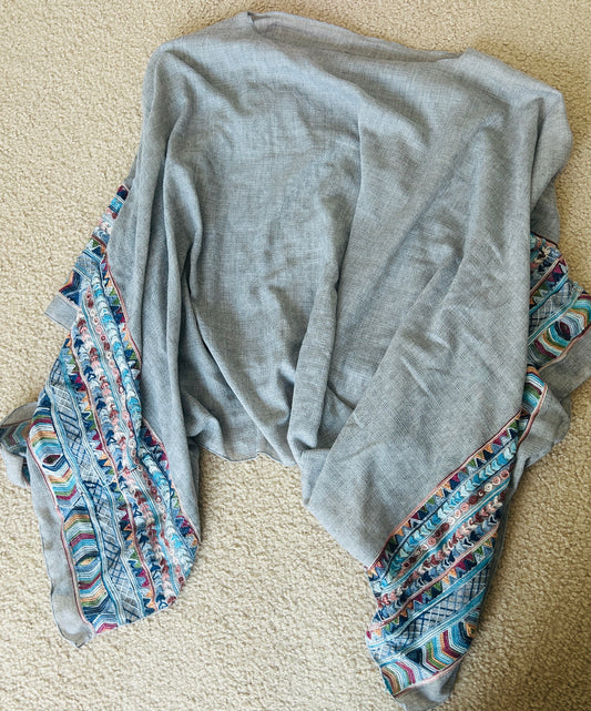 #15 *Reduced* Small Shop One Size Embroidered Poncho Never Worn