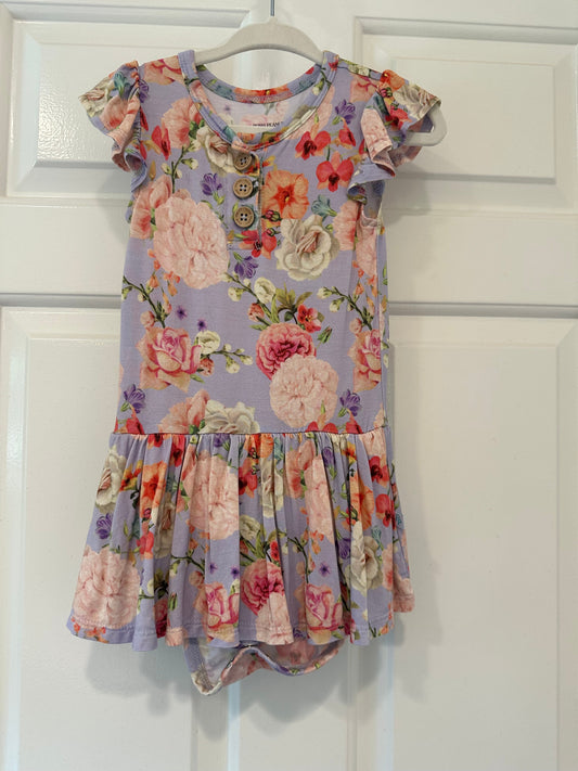 #85 REDUCED Posh Peanut Purple Floral Twirl, Girls 18-24M