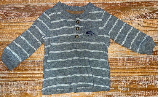 #4 Simple Joys by Carter's Grey and White Striped Long Sleeve Boys 12 months