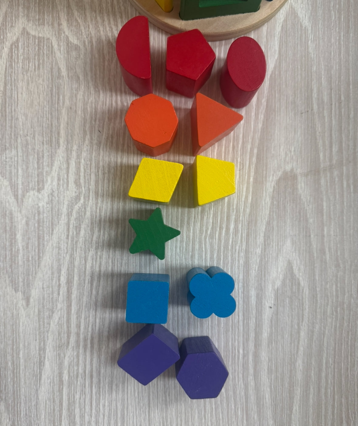 #207 Melissa and Doug shape sorter *1 green piece missing*