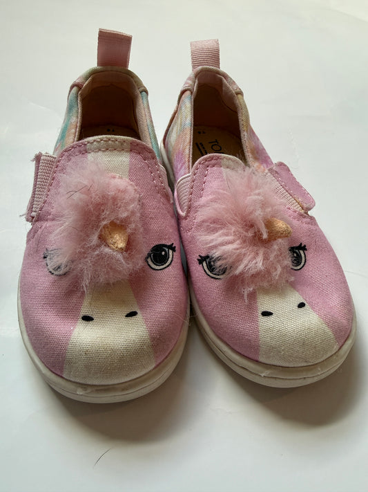 #170 Toms 3D unicorn and tie dye shoes girls 6C