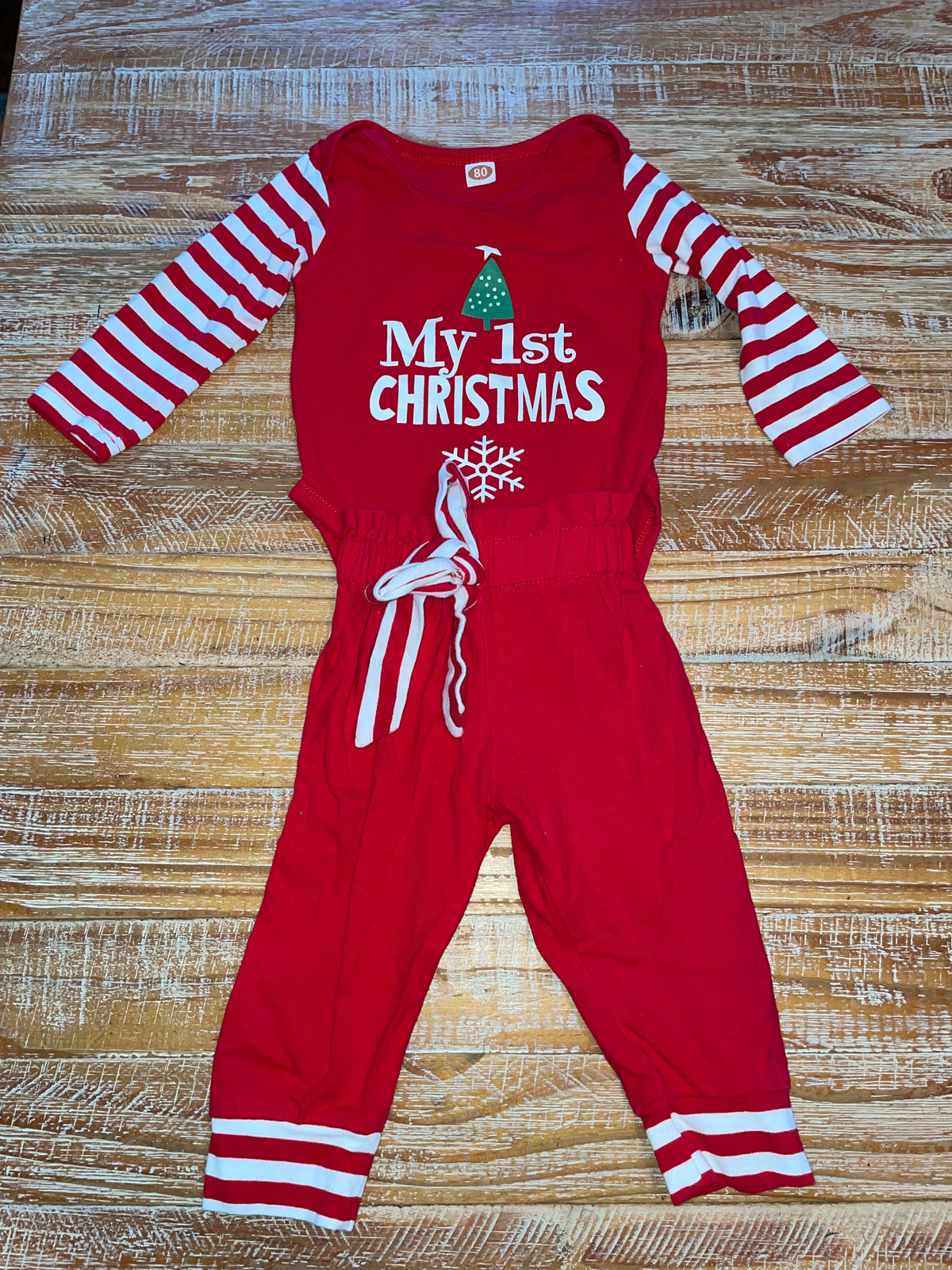 #4 Amazon Red My First Christmas Long Sleeve Shirt and Pants 12-18 months (80cm)