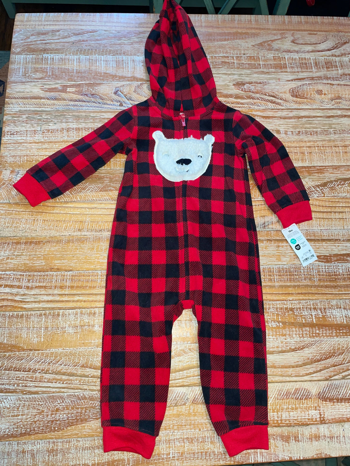 #4 Carter's Black and Red Hooded Fleece Zip-Up NWT 18 months