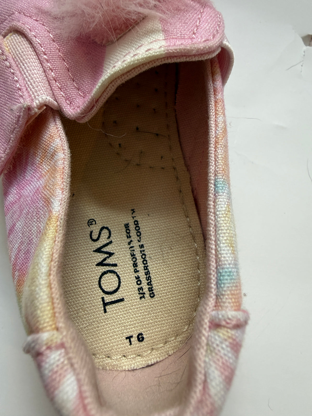 #170 Toms 3D unicorn and tie dye shoes girls 6C