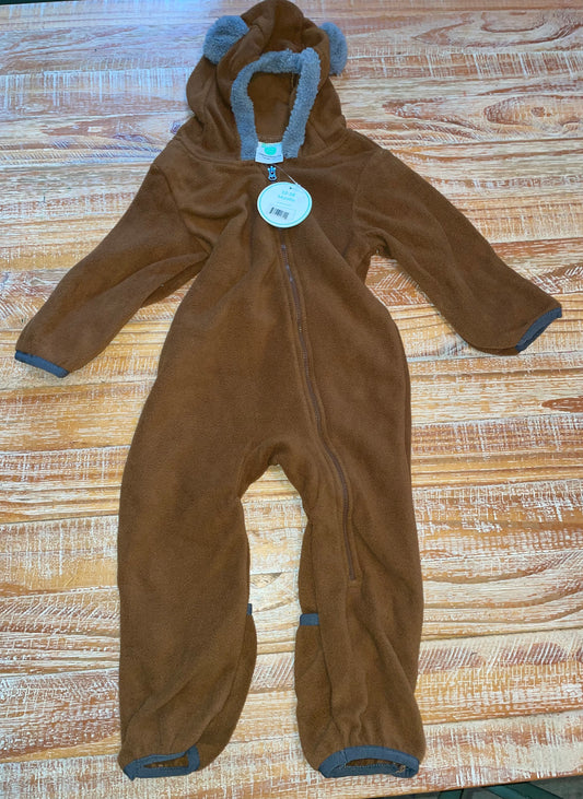 #4 Cuddle Club Brown Fleece Zip-Up Bunting Suit NWT 12-18 months