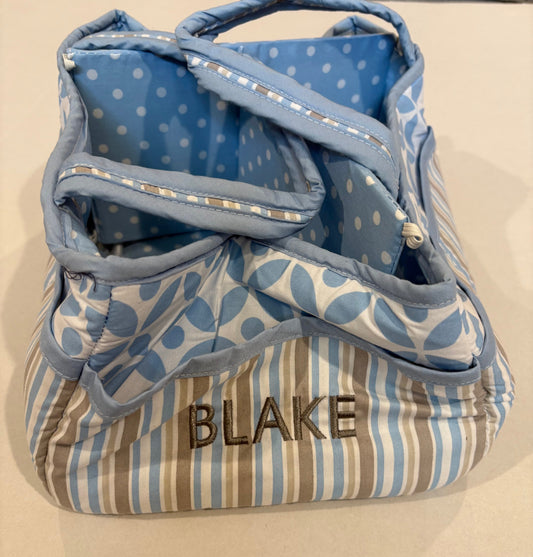 #25 Collapsible diaper caddy that is monogrammed “Blake”