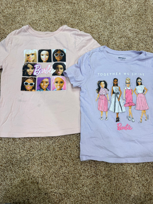 #73 girls size 6t, barbie t-shirts, small stain on pink one