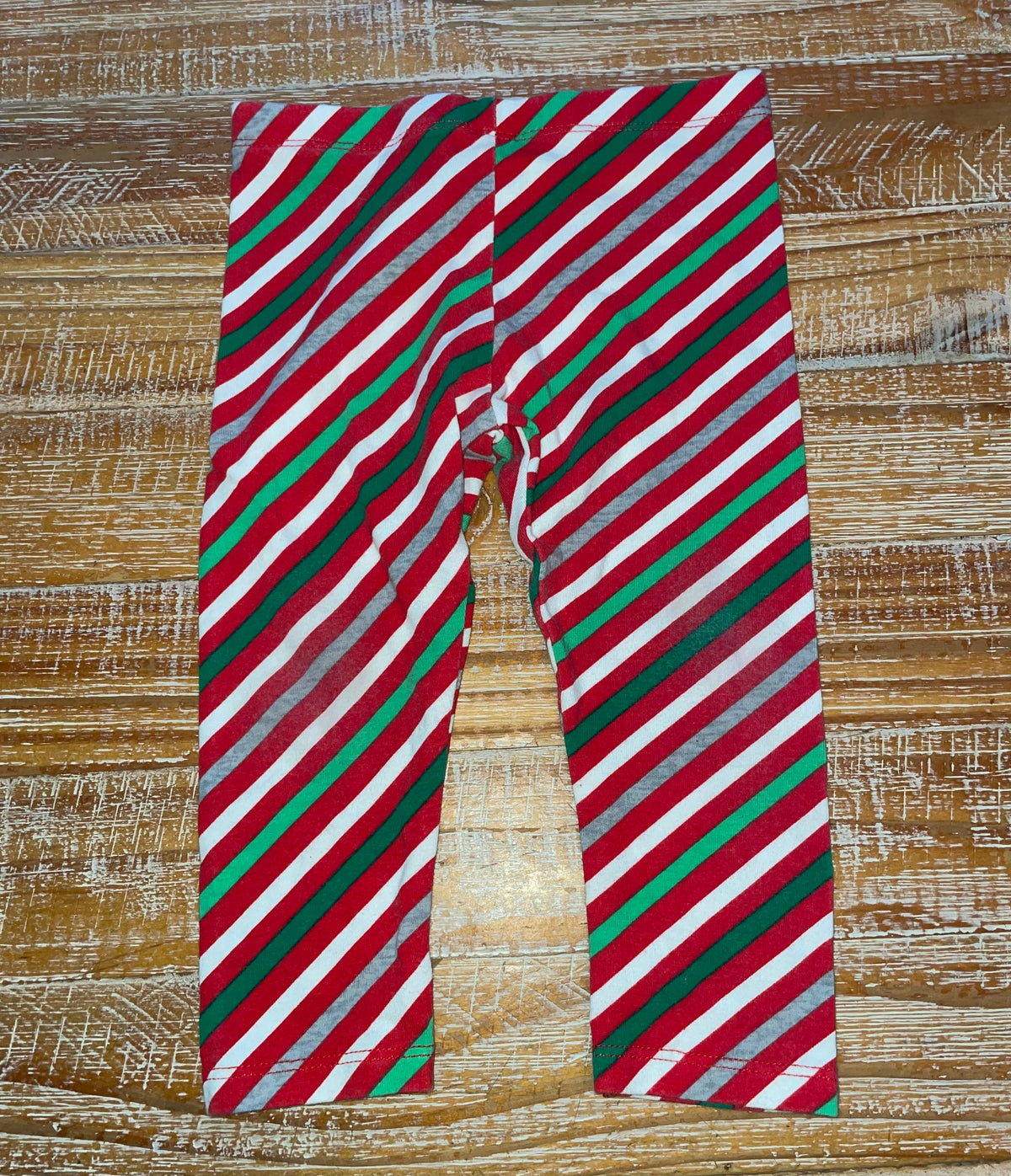 #4 Bonnie Baby Red, Green and White Striped Leggings Girls 18 months