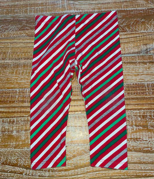 #4 Bonnie Baby Red, Green and White Striped Leggings Girls 18 months