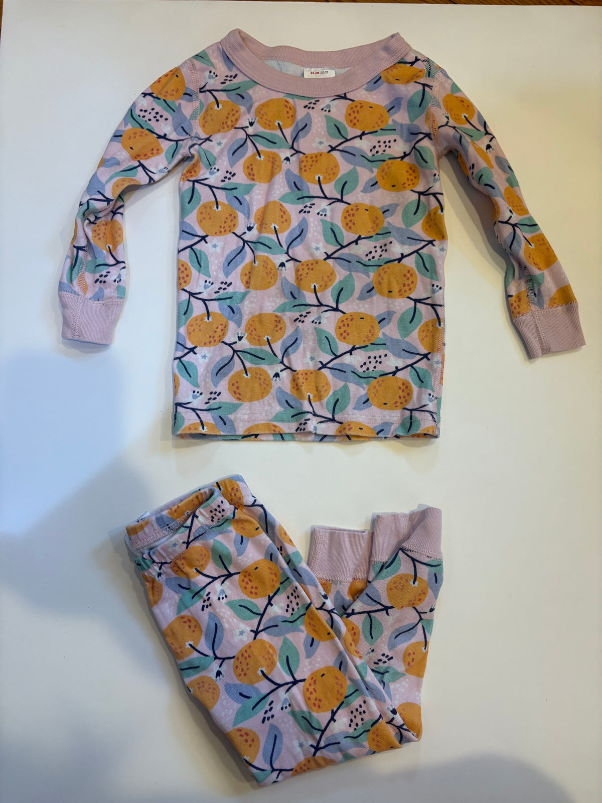 Seller 186 - Hanna Andersson Girls 2 Piece Orange PJs - Size 85 (2T) - VGUC