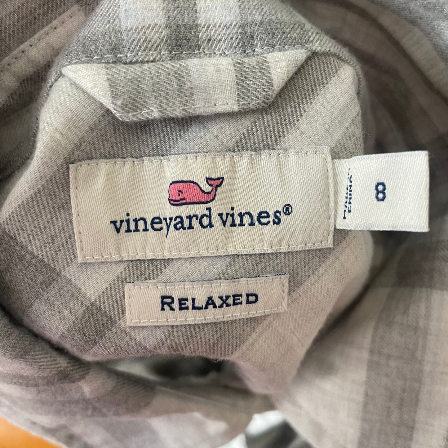 #116 Vineyard Vines Ice Plaid Flannel Button Down Grey 8