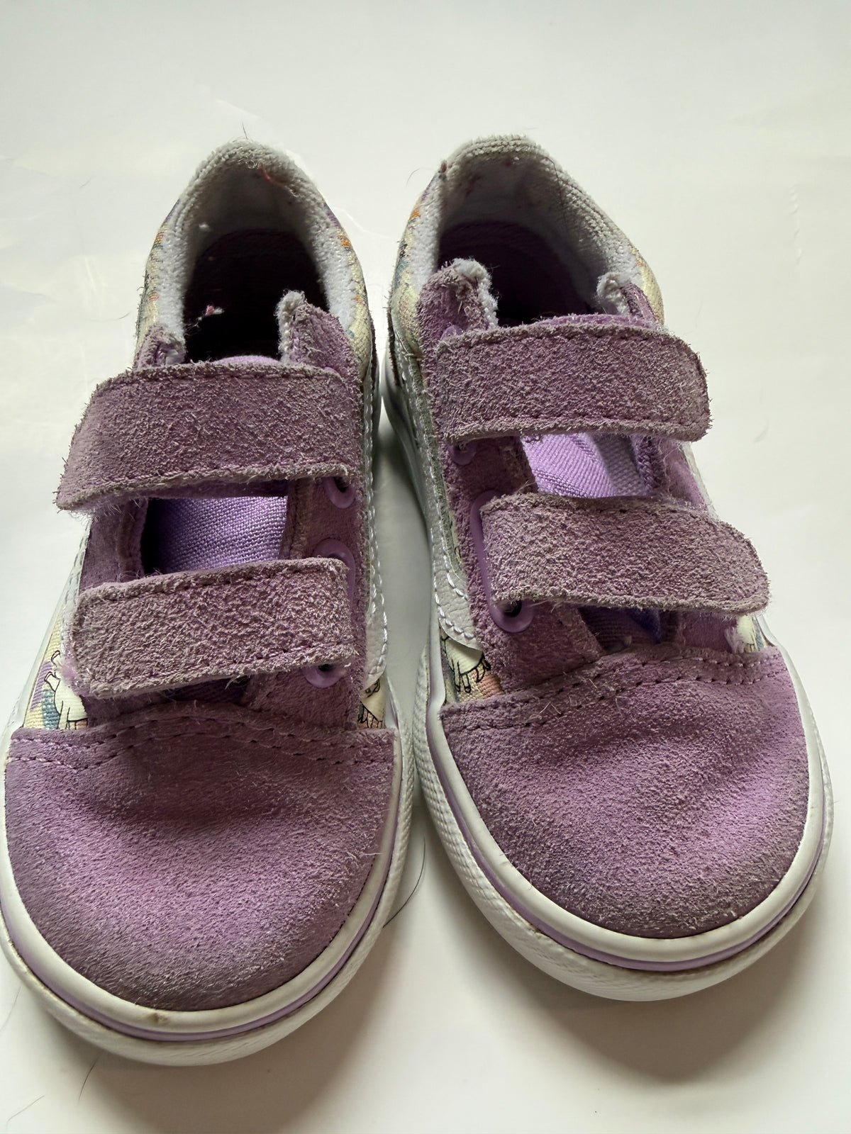 #170 Vans purple and unicorn tennis shoes. Girls 6c