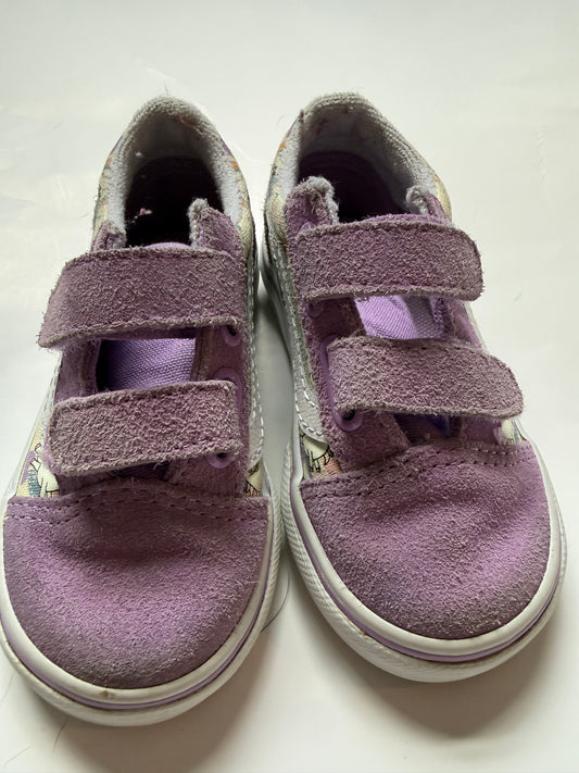 #170 Vans purple and unicorn tennis shoes. Girls 6c