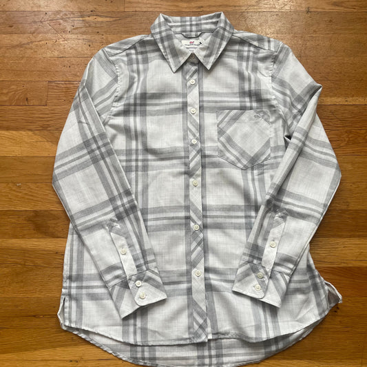 #116 Vineyard Vines Ice Plaid Flannel Button Down Grey 8