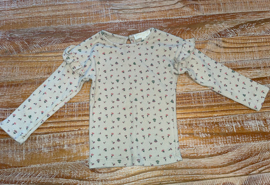 #4 Chelsea and Violet Baby Beige Floral Ribbed Long Sleeve Girls 18 months
