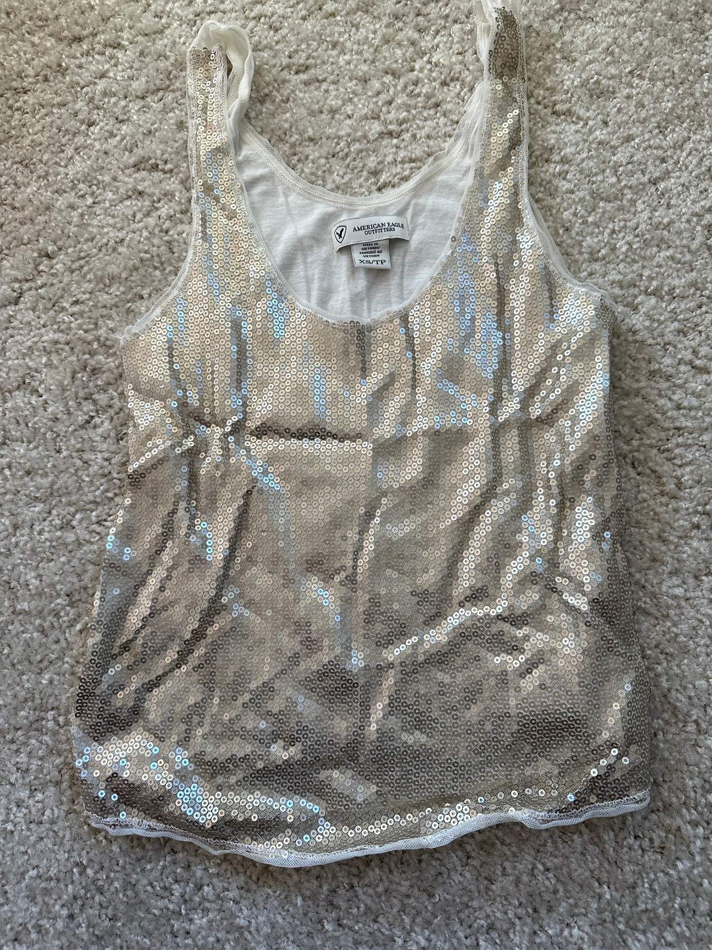 XS American Eagle Sequin Tank Top