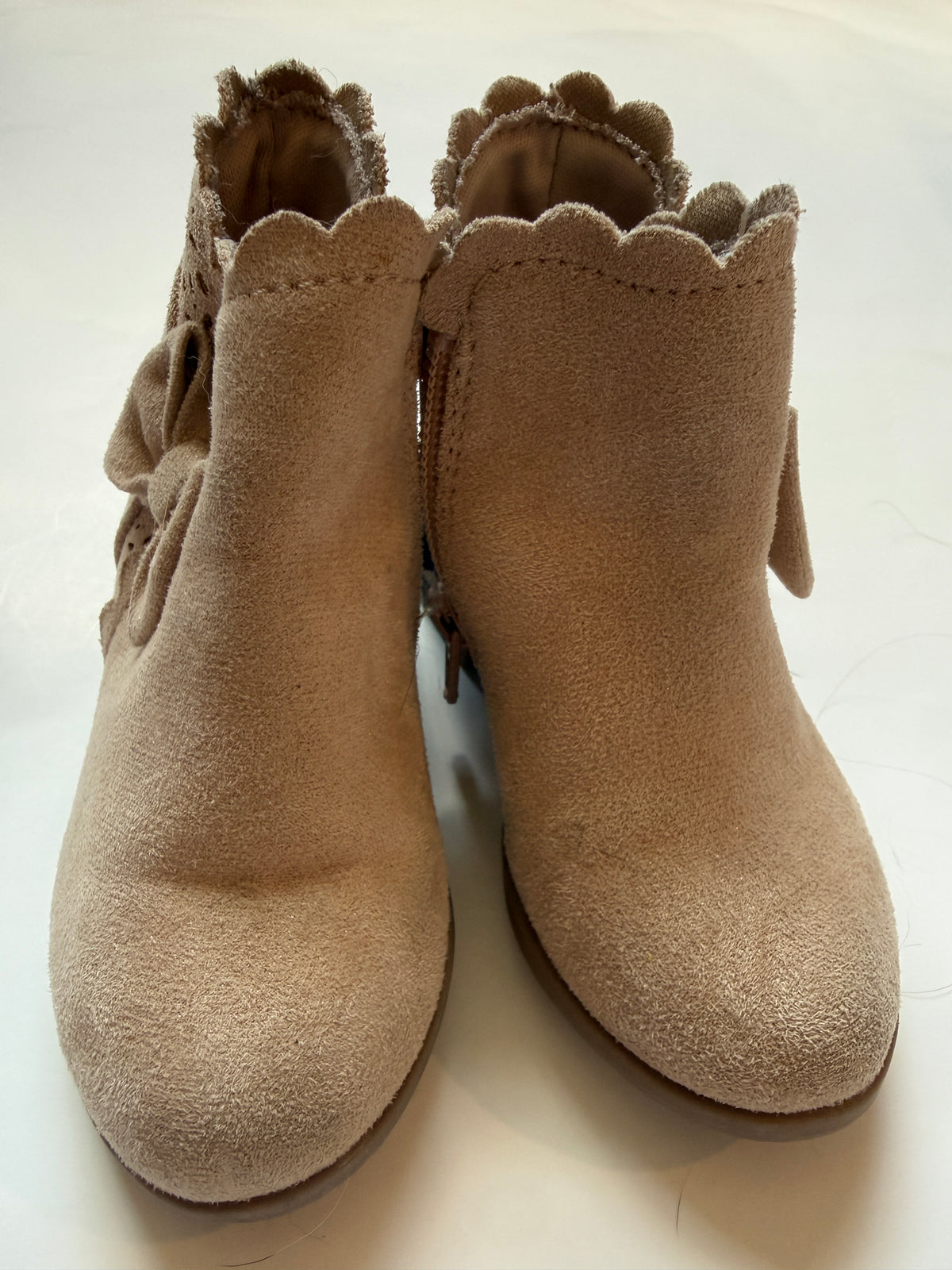 #170 Jumping Beans light pink suede boots with bow girls 6C
