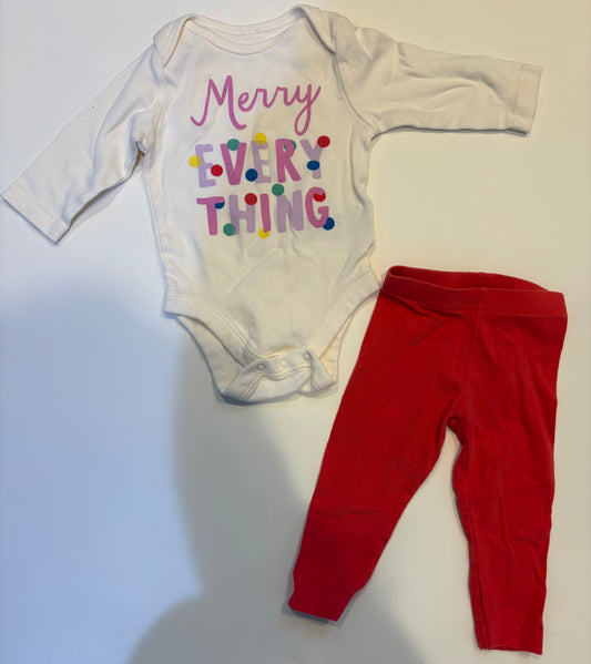Seller 186 - Girls Merry Everything Outfit - 3-6 Months - VGUC