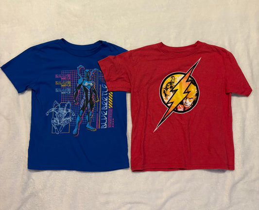 Seller #80 - Boys size superhero short sleeves x 2 (left - S, right - XS)