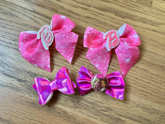 #198- Girls Barbie Bows, set of 4