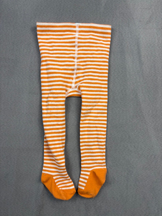 #39 0-12mo Girls Orange Striped Tights