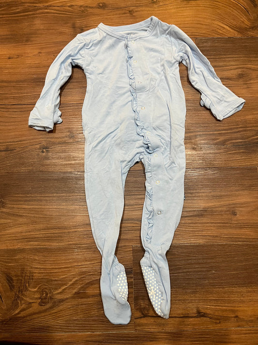 #67 Kickee Pants baby blue ruffle sleeper NWOT 6-9 Months