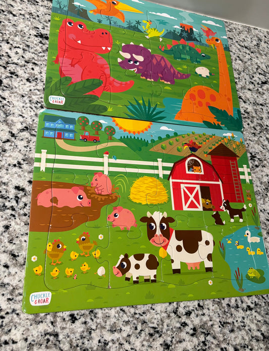 #25 Set of 2 Chuckle and Roar puzzles - both are 12 pieces