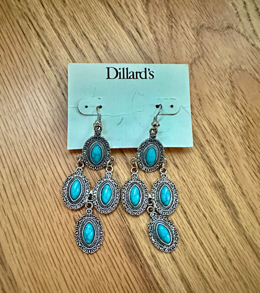 #198- Women’s Dillards Turquoise Dangle Earrings NEW