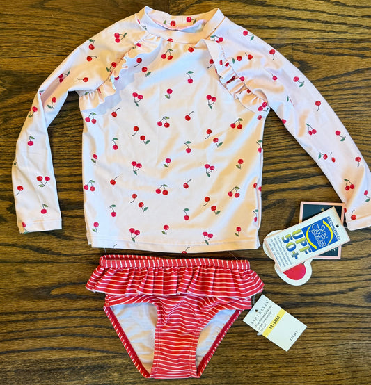 #28 NEW Andy & Evan Girls Cherry Tankini, size 12-18m