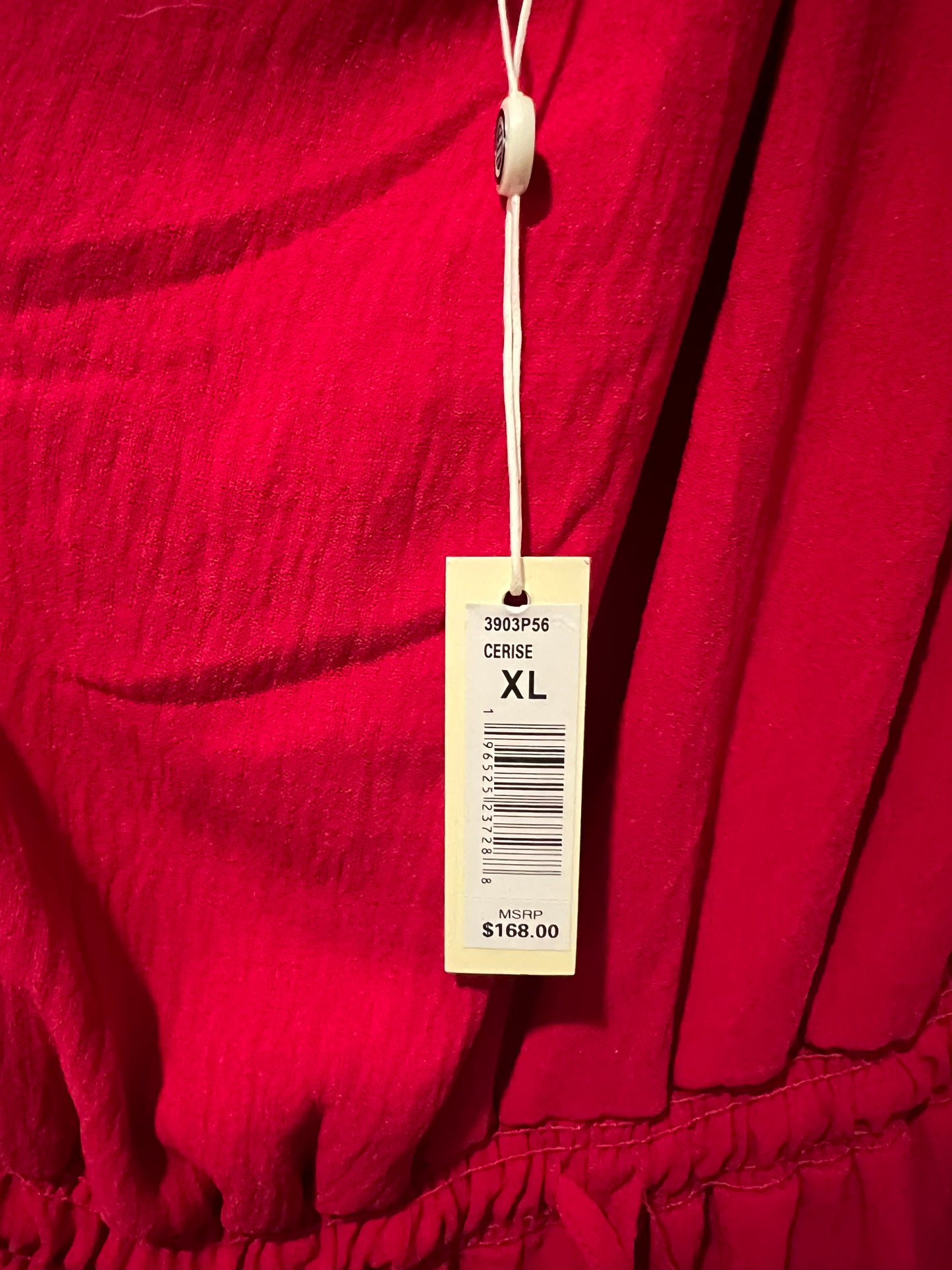 Seller #76 - Max Studio One Shoulder Dress Size Xtra Large Red Tiered Ruffles Tie Waist