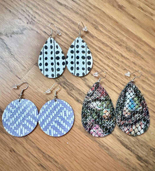 #198- Assorted Drop Dangle Leather Earrings
