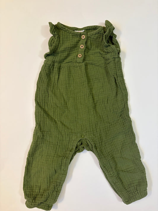 Seller 186- Cat & Jack Girls Green Romper - 12 Months - VGUC