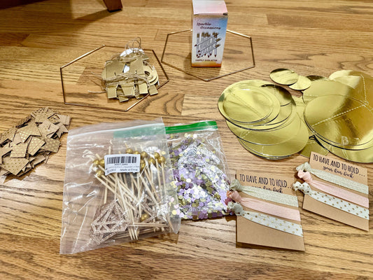 #198- Bridal Shower Decor Bundle (Mostly gold/pink)