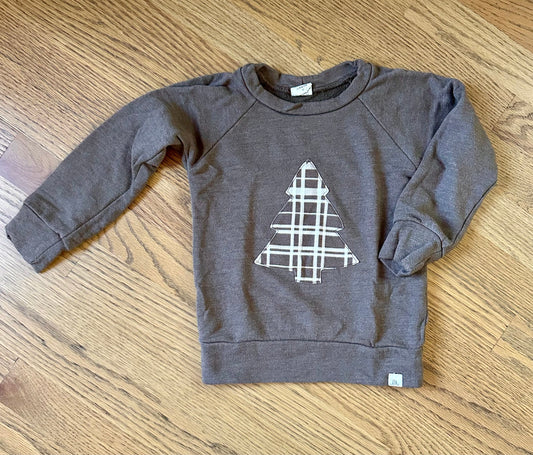 #198- Boys, Lulu & Roo, Brown Christmas Tree Sweatshirt- Size 3T